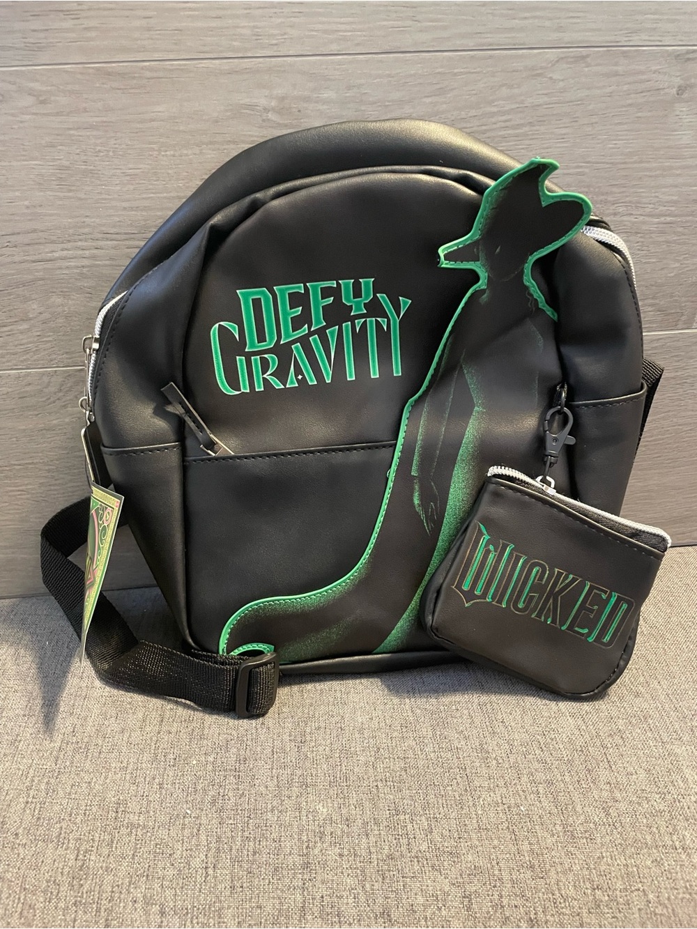 Black & Green 'Defy Gravity' Kids Backpack with 'Wicked' Coin Pouch